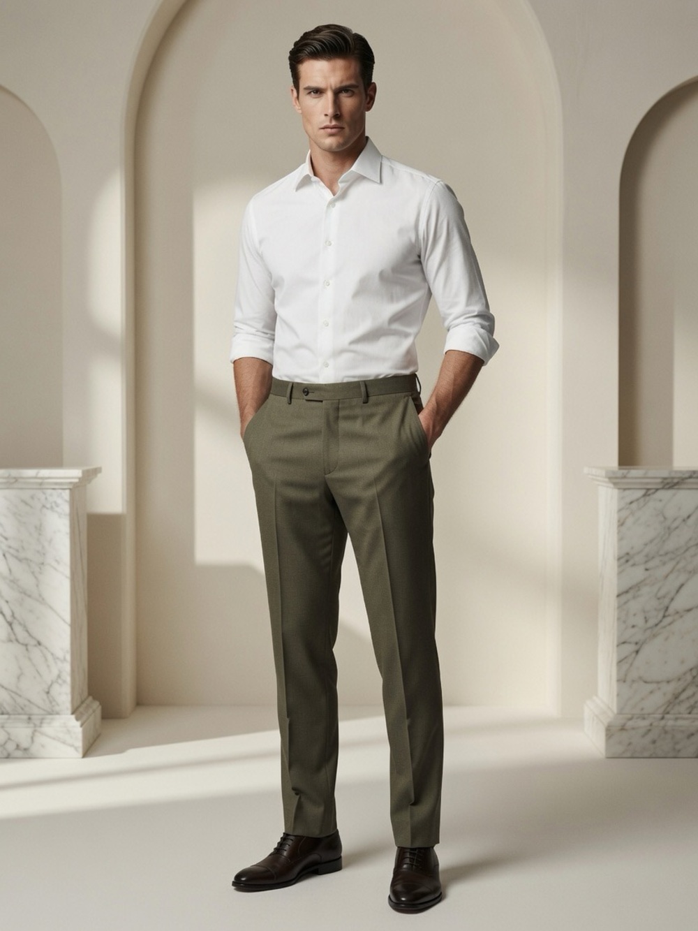 Men’s Olive Green Formal Dress Pants